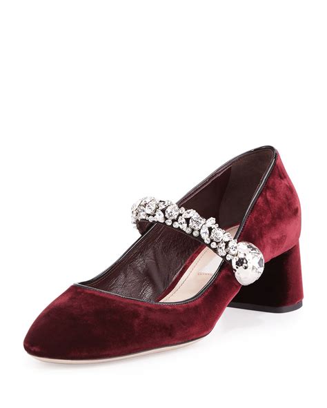 Miu Miu Women's Crystal Embellished Mary Jane Pumps